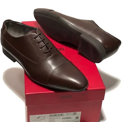 HUGO BOSS Red Label Brown Leather Captoe Men's Fashion 9.5 Oxford Dress Shoes  • $224.99