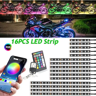 16 Motorcycle LED Under Glow Light Neon RGB Strip Kit For Harley Davidson Street • $52.49