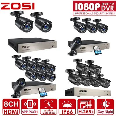 ZOSI H.265 8CH 5MP Lite DVR 1080P CCTV Security Camera System Home Outdoor 0-2TB • $89.99