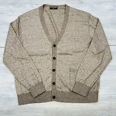 Kallspin Sweater Mens XL Light Brown Cardigan 15% Cashmere 30% Wool Knit  • $27.99