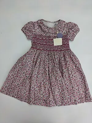 RACHEL RILEY Ditsy Floral Frill Smocked Dress In Pink/Purple - SIZE 4 Years • £89.99