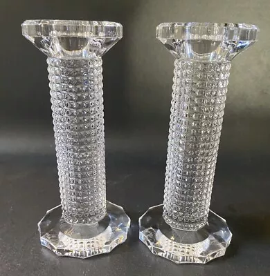 Set Of 2 MIKASA Nob Hill Candlesticks Crystal 6  Tapered Candles Timeless Modern • $14