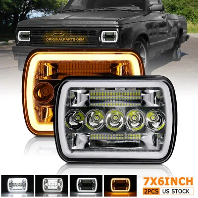 Pair 7X6 LED Headlights Hi/Lo DRL Turn Signal For 82-93 Chevy S10 Blazer GMC S15 • $39.99