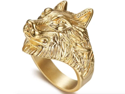 $30 • Buy Men's Ring Gold Stainless Steel Viking Nordic Wolf Celtic  8 9 10 11 12 13 NEW