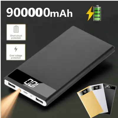 $27.55 • Buy 900000mAh Power Bank 2 USB Fast Charging External Battery Pack Portable Charger