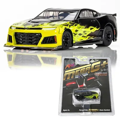 AFX 22060 Mega-G+ 2021 Camaro ZL1 Wildfire Black/Lime HO Slot Car • $38.99