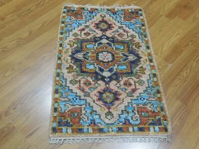 Turkish Kazak Rug  Turkish Hand Made Geometric Kazak Design Rug 2x3.1 Ft K-370 • $9.35