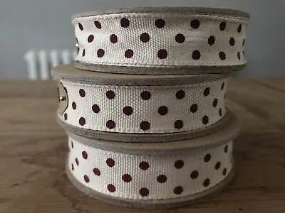 East Of India Red Polka Dots Ribbon Spool ~ Merry Christmas ~ Cream ~ 3m ~ Gift • £2.95