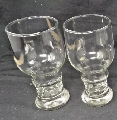 2 Vintage Retro 16oz Clear Glass Beer Beverage Glasses 6 1/2  Tall • $5.50