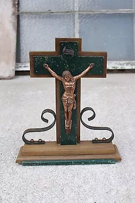 Wooden Modernist Mid Century Jesus Christ Table Cross Crucifix Memento Mori #531 • $100