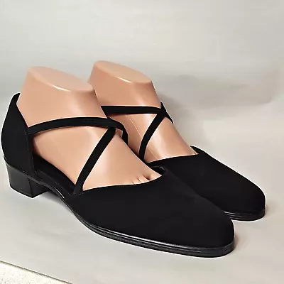 Munro American Opera Black Micro Fibre Shoes Size 9.5W M219219 Cross Strap • $55
