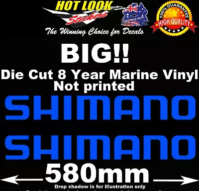 $12.99 • Buy SHIMANO Fishing Stickers X2 HUGE 580mm Wide Decals For Boat 4X4 Trailer Caravan
