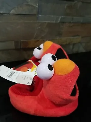 NWT Sesame Street ELMO Sock-Top Puppet Slippers Toddlers SMALL Size 3/4  Fuzzy • $7