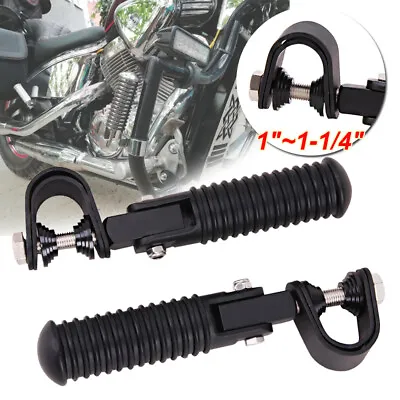 Pair Black 1 1/4  Highway Engine Guard Crash Bar Foot Pegs Footpeg Mount Clamps • $26.12