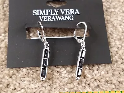 Simply Vera Vera Wang 1-Pair Silver Tone With Black Beads Earrings • $6.97