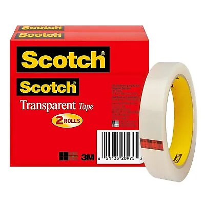 Scotch Transparent Glossy Finish Tape 3/4 X 2592 Inches 3 Inch Core 2 Roll... • $17.59