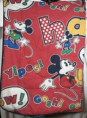 Vtg Walt Disney Mickey Mouse Twin Size Reversible Comforter Bedspread • $59.99