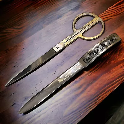 Vintage Desk Set Scissors And Letter Opener Italy Office Accessory MCM Style • $47.95