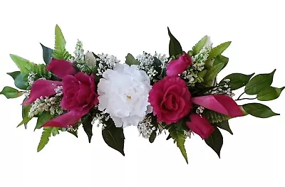 Wine Rose Lily & White Peony 24  Wall Arrangement Display-ready Silk Flower US • $28.97