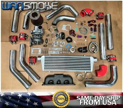 Red 92-01 Honda Prelude H22A1 H22A4 H22A5 T3 .63 Turbo Kit Manifold Intercooler • $686.50