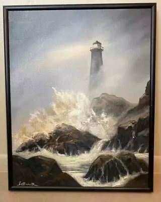 Vintage Seascape With Lighthouse Painting Signed • $99.99