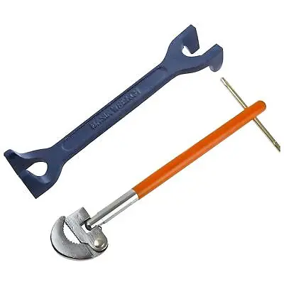 Adjustable & Fixed Basin Wrench Bath Sink Tap Nut Spanner 15/22mm & 11  • £7.67