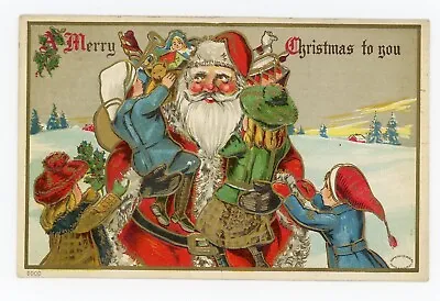 Santa Clause W/ Children Vintage Christmas Postcard Germany • $7.99