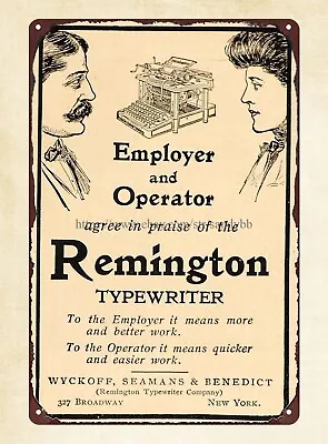 Color Plaque 1902 Ad Remington Typewriter Wycoff Seamans Benedict Metal Tin Sign • $18.82