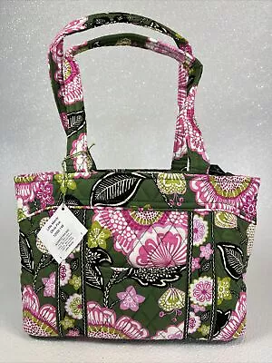 New Vera Bradley Little Mandy Green Floral Shoulder Bag Olivia Pink 10.5x7.5 • $40