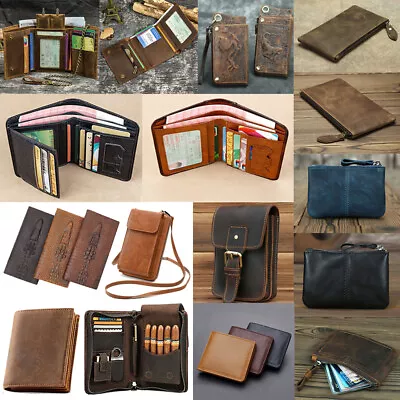 Leather Bifold/Trifold ID Card Holder Purse Wallet Billfold Clutch Cigar Case US • $20.98