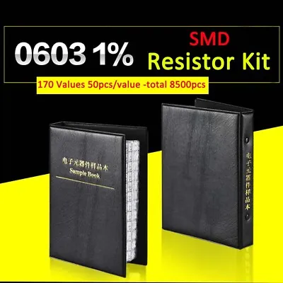 8500pcs 0603 SMD/SMT 1% Resistor Samples Book Assorted Kit Component 170 Values • $20.50