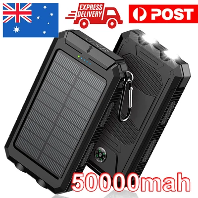 $25.89 • Buy 50000mAh Portable Solar Panel Dual USB External Battery Power Pack Charger Bank