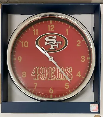 San Francisco 49ers Logo 12  Chrome Round Wall Clock New Wincraft 👀 • $45