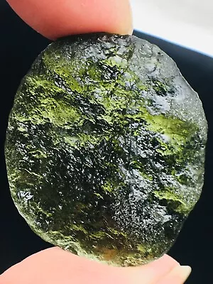 Moldavite-43CT Genuine Raw Moldavite Crystal From Czech Republic PIC Certificate • $0.99