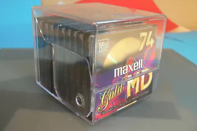 Maxell Gold Md Minidiscs In Maxell Flip Top Storage Case 74 Minutes X 10 • £69.99