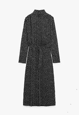 ZARA Black Polka Dot Print Midi Shirt Dress RRP £59.99 Size M • £39.99