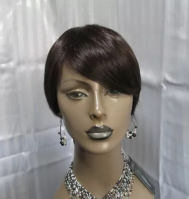 $12.99 • Buy Lux Hair Feathered Pixi W/bangs Dark  Brown Color 4 Heat Safe NEW