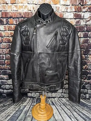 $349.99 • Buy Vintage 80s Schott Leather Cafe Racer Motorcycle Biker Riding Jacket Padded Larg