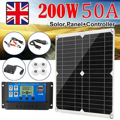 200W  Solar Panel Kit Battery Charger Controller For Car Van Caravan Boat 12/24V • £21.99