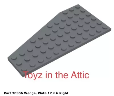 Lego 1x 30356 Dark Bluish Gray Wedge Plate 12 X 6 Right 8039 • $6.63