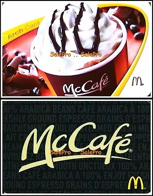 2x McDONALD 2012 2013 McCAFE COFFEE VARIATION ARCH M COLLECTIBLE GIFT CARD LOT • $5.06