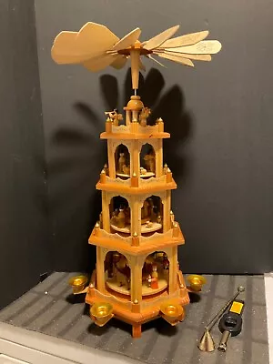 $105 • Buy VTG German Weihnachts Pyramide 4-Tier Christmas Nativity Pyramid Carousel 7963