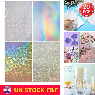 20pcs A4 Holographic Self Adhesive Cold Laminate Sheet Overlay Glitter Film UK • £11.76