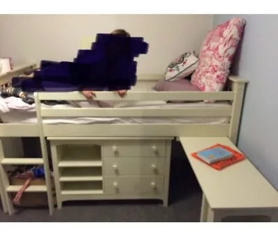 Mid Sleeper Cabin Bed With Pull Out Desk Drawers And Storage Cupboard • £170