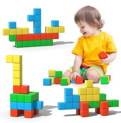 Magnetic Blocks 1.34 Inch 3D Large Magnetic Building Blocks For Toddlers 3-7 Yrs • $39.90