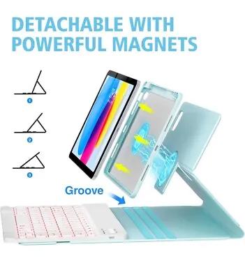 360 Rotatable Magnetic Keyboard Case For Ipad 10th Generation 2022 Light Blue • £9.99