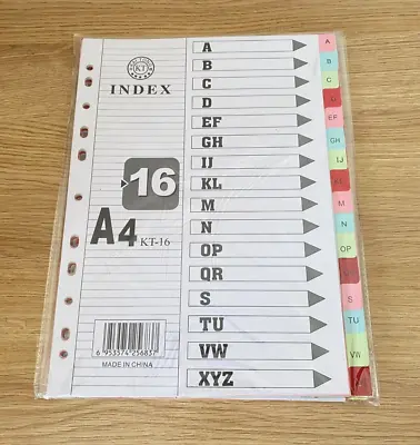 A-z Card Index File Dividers A4 Multi Colored 16 Part Hole Punched Uk • £2.69