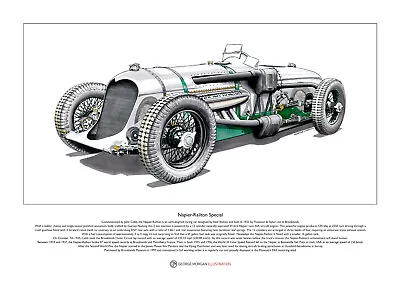 Napier-Railton Special Limited Edition Fine Art Print A3 Size • £18.50