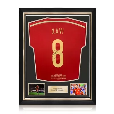 Xavi Hernandez Signed Spain 2014-15 Football Jersey. Superior Frame • $611