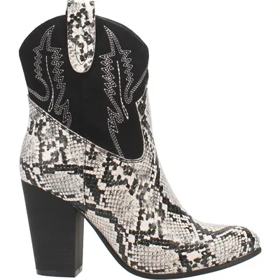 Code West Slayer Snake Round Toe Cowboy Booties Womens Black Casual Boots CW169- • $18.77